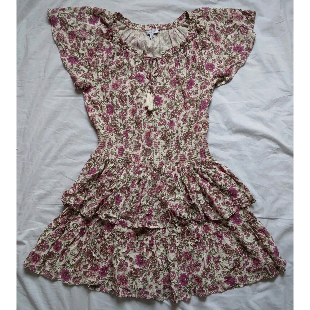 Patrons Of Peace Pink Floral Paisley Dress Boho Cottagecore Womens Size Medium